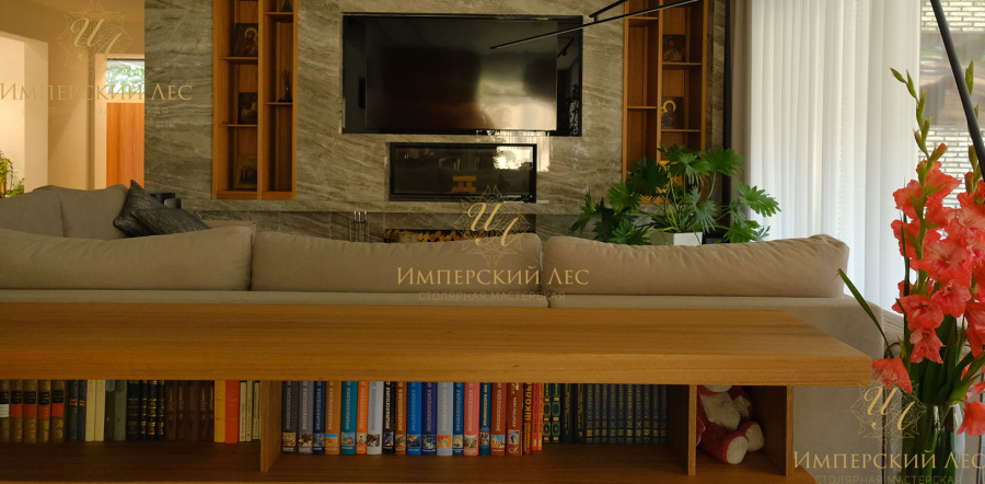 Встроенные книжные стеллажи IW-BookWall в мрамор - фото 4