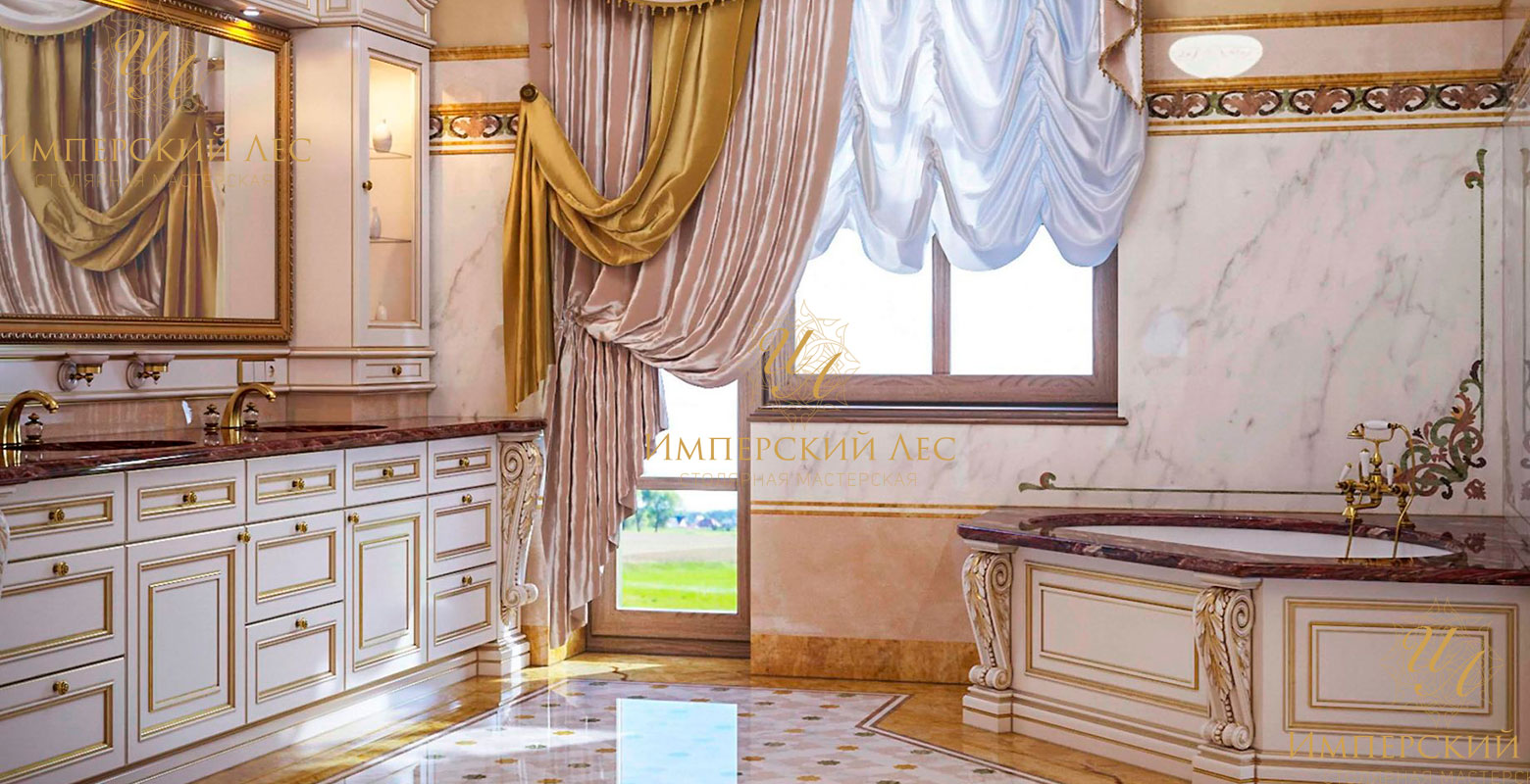 Комплект мебели для ванной комнаты в респектабельном классическом стиле