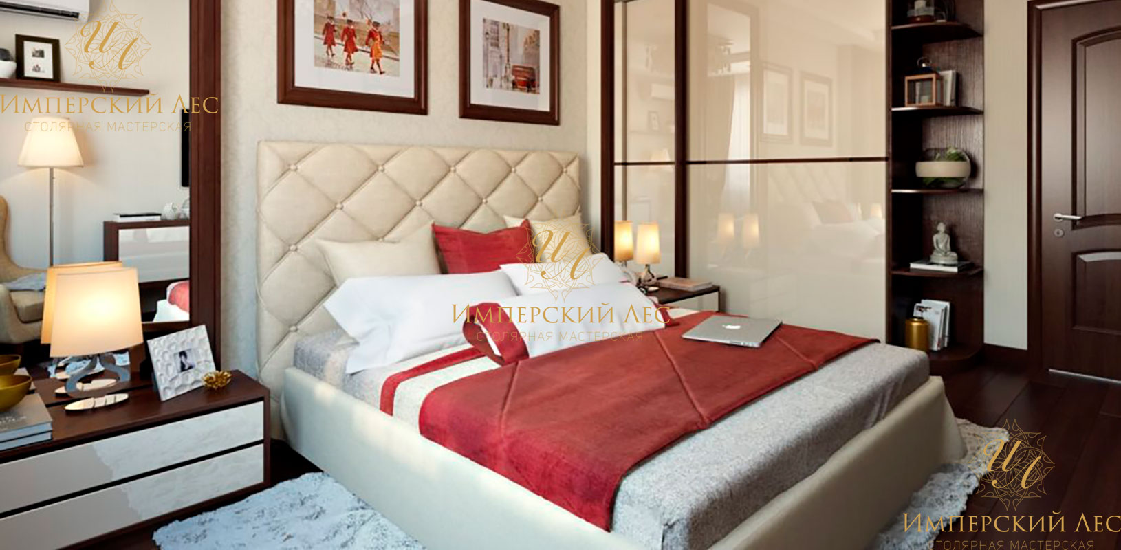 Кровать IW Odri двуспальная с каретной стяжкой