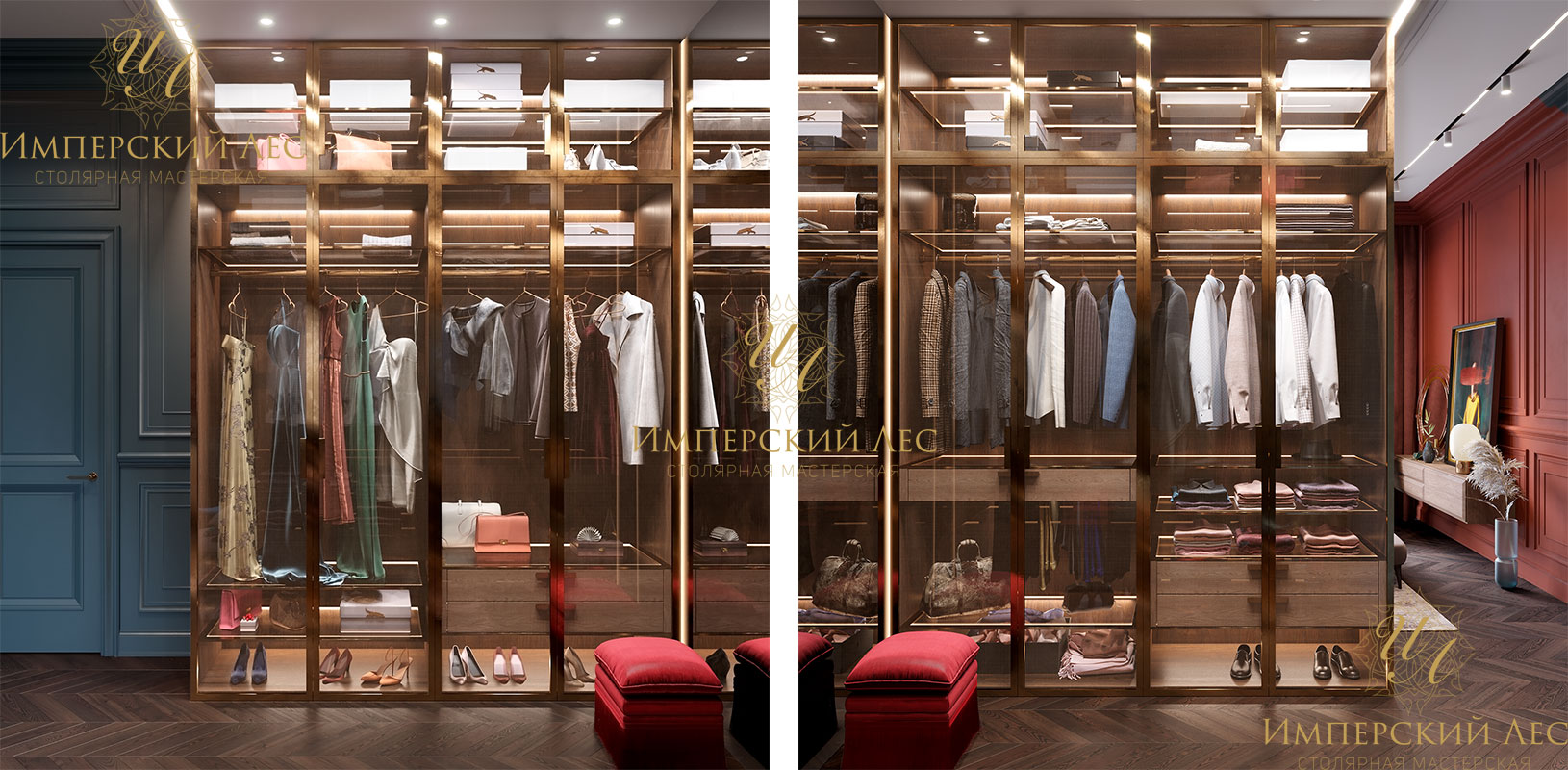 Шкаф IW-Flan со стеклянными фасадами и подсветкой Шкаф IW-Flan со стеклянными фасадами и подсветкой