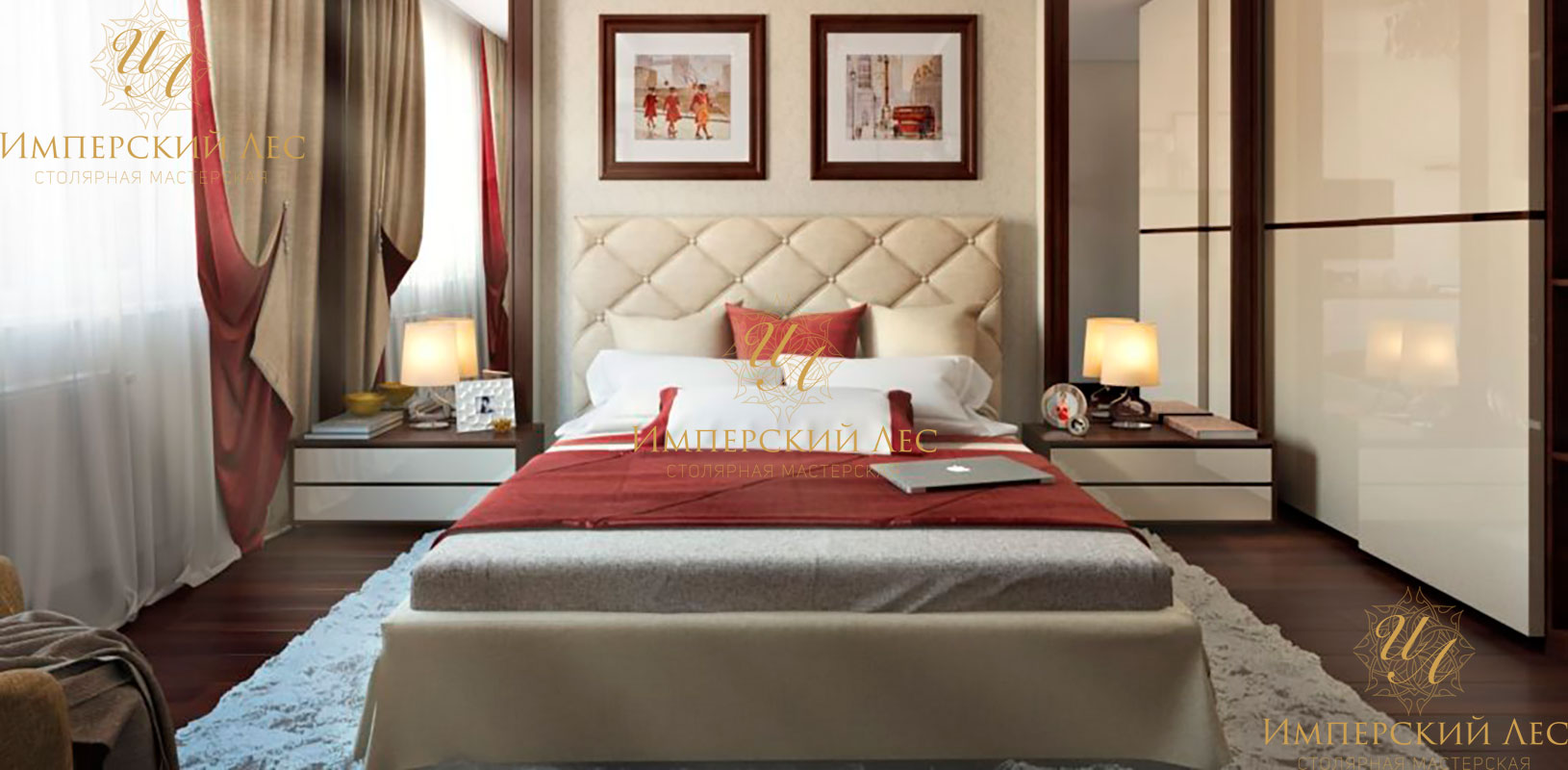 Кровать IW Odri двуспальная с каретной стяжкой