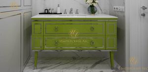 Дизайнерская тумба под раковину зелёного цвета